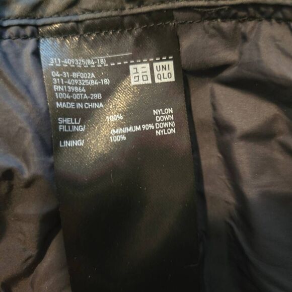 Uniqlo Down Puffer Coat Size Medium Unisex Black - Picture 5 of 6